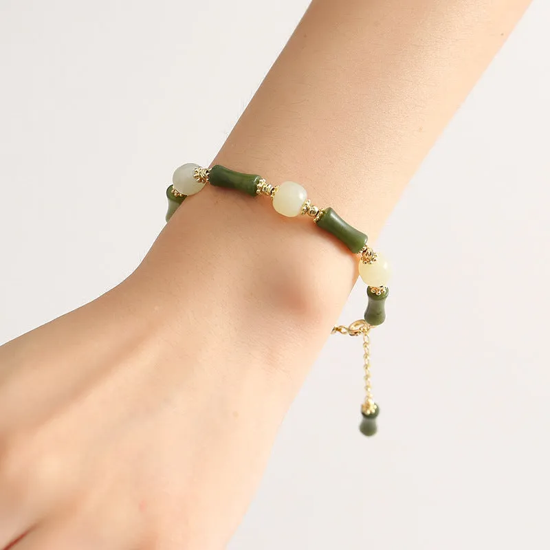 Chinese Style Hetian Jade Bracelet with Gold Plating