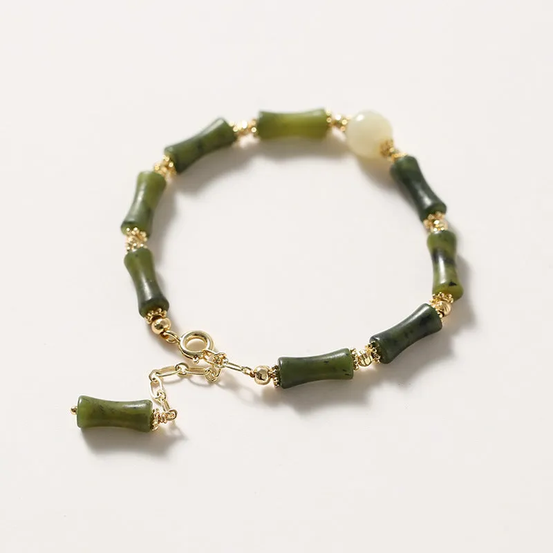 Chinese Style Hetian Jade Bracelet with Gold Plating