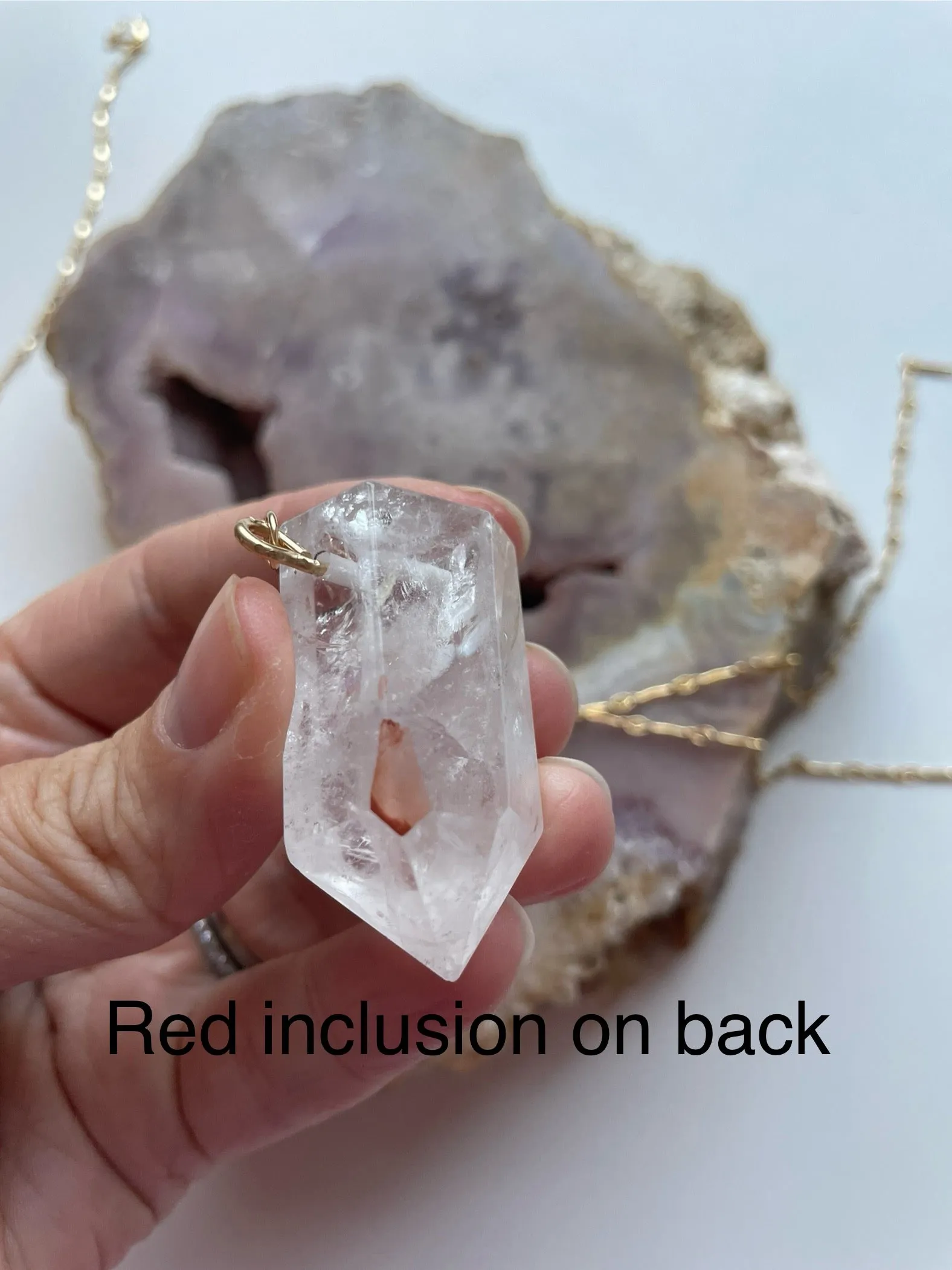 Chunky Clear Quartz Tower Necklace 14kt Gold filled