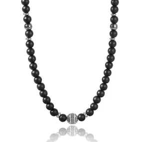 Classy Men Black Onyx Beaded Necklace