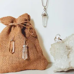 Clear Quartz Drop Earrings and Pendant Necklace