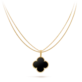 CLOVER GOLD ONYX BIG CLOVER NECKLACE