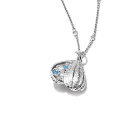 Cocoa Pod Medium Locket Pendant 18ct White Gold - Diamond & Sapphire