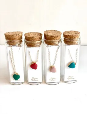 Colored Heart Locket Necklace