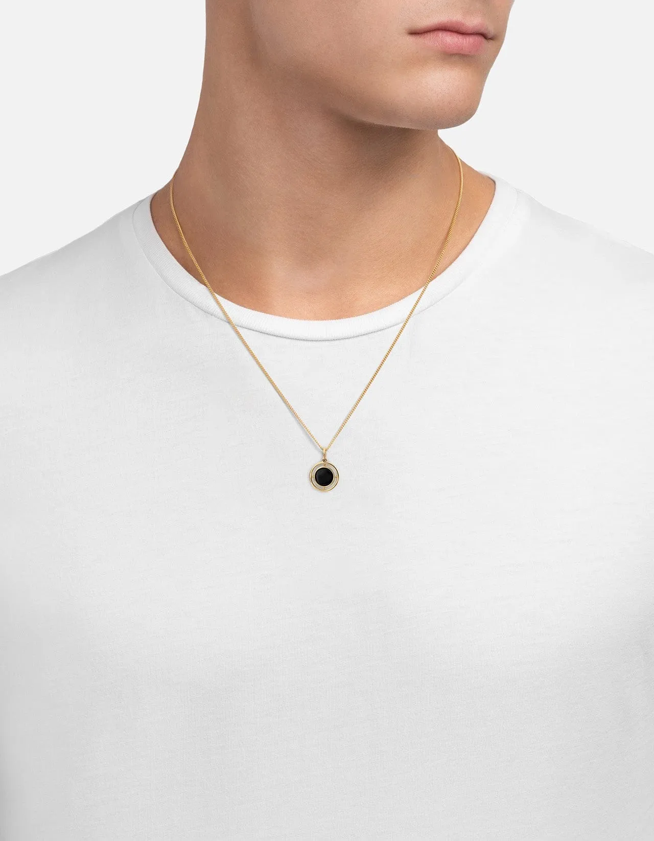 Compass Onyx Necklace, Gold Vermeil