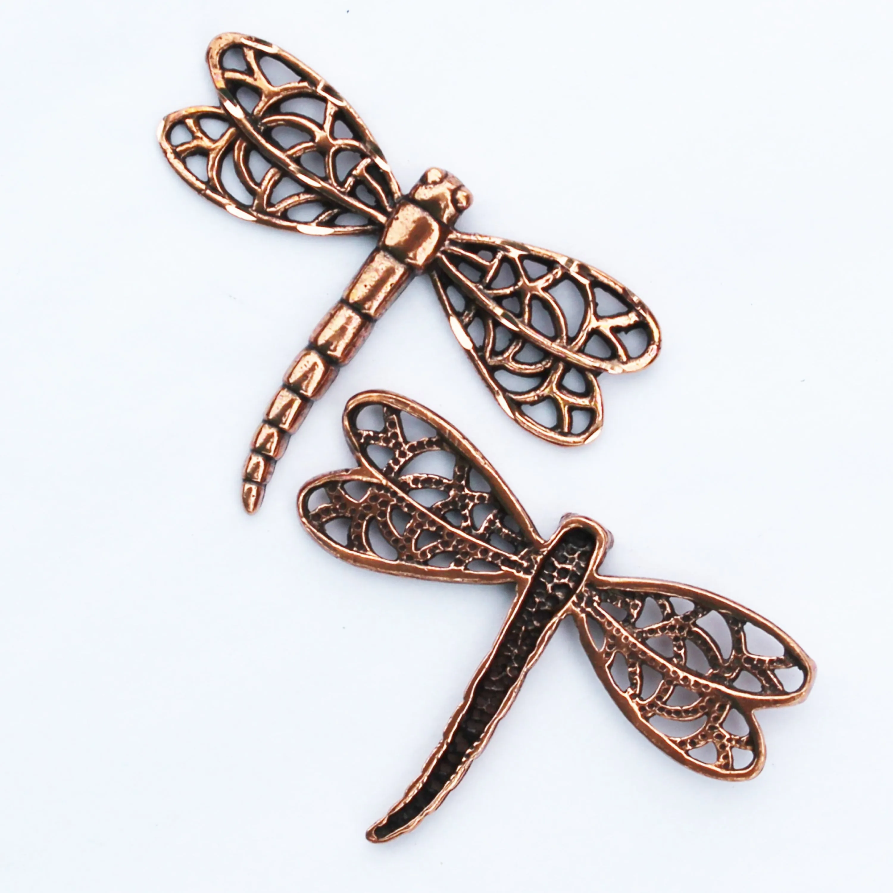 Copper Dragonfly Pendant Necklace Copper Festoon Curb Chain Necklace 30 mm Lucky Dragonfly Charm