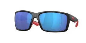 Costa Del Mar Mens Reefton 197 Race Black Frame - Blue Mirror 580 Glass Lens - Non-Polarized Sunglasses