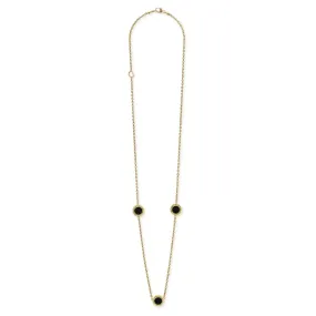 Covet Three Station Round Onyx Necklace