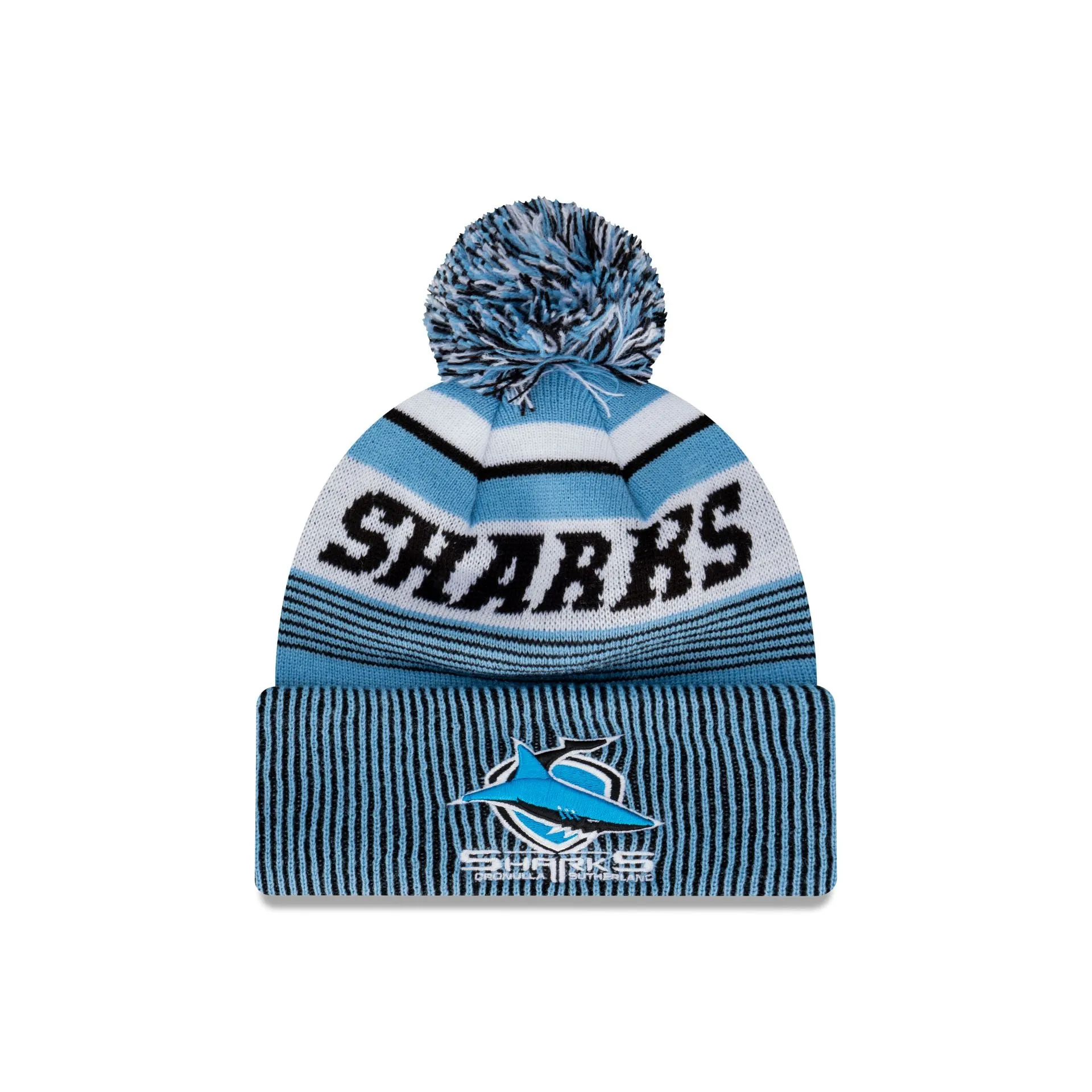 Cronulla Sutherland Sharks Heritage Stripe Beanie with Pom