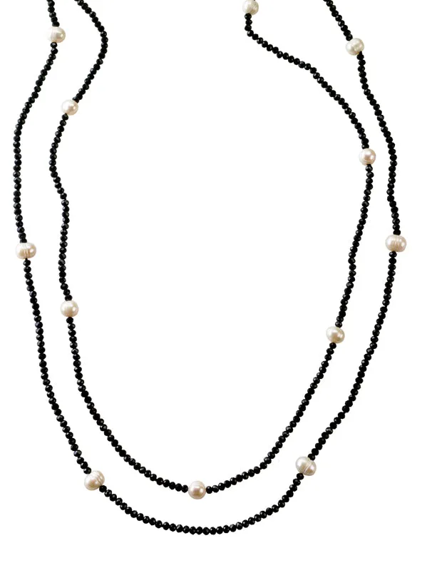 Crystal and pearl necklace set