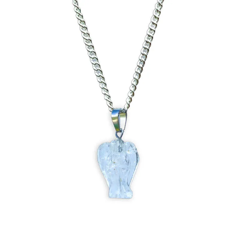 Crystal Guardian Angel Pendant Necklace