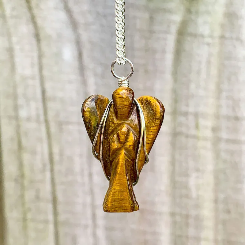 Crystal Guardian Angel Pendant Necklace