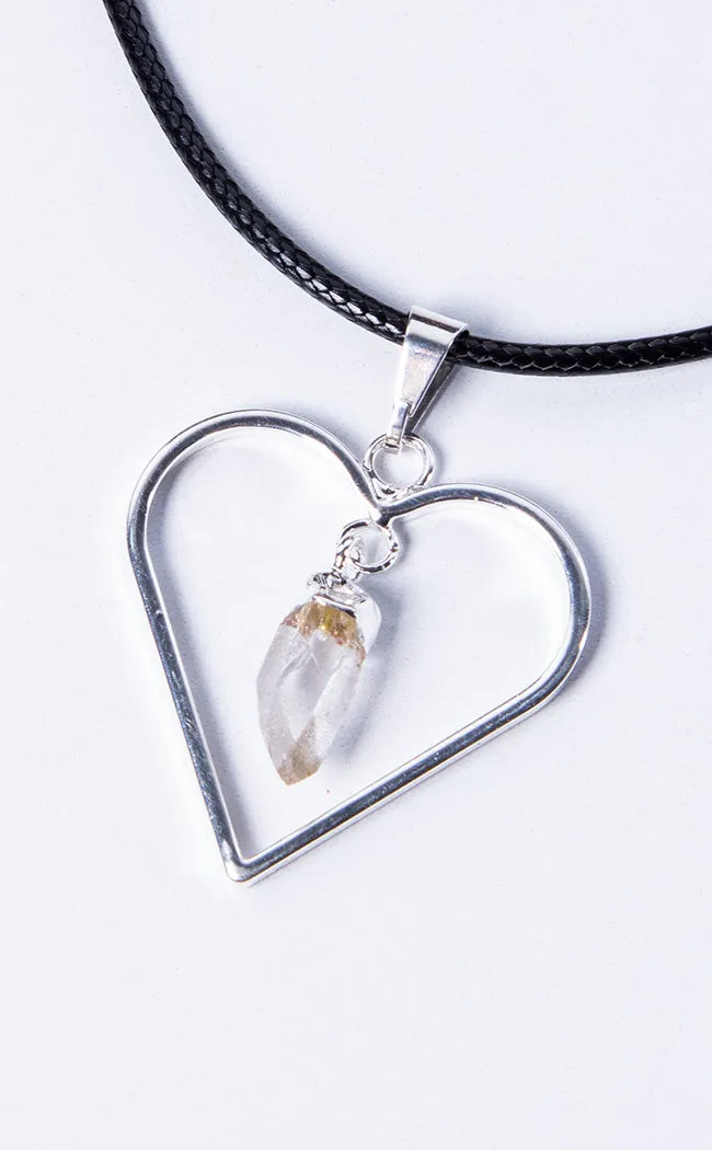 Crystal Heart Necklace | Clear Quartz