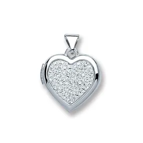 Crystal Heart Shaped 925 Sterling Silver Locket Pendant Necklace