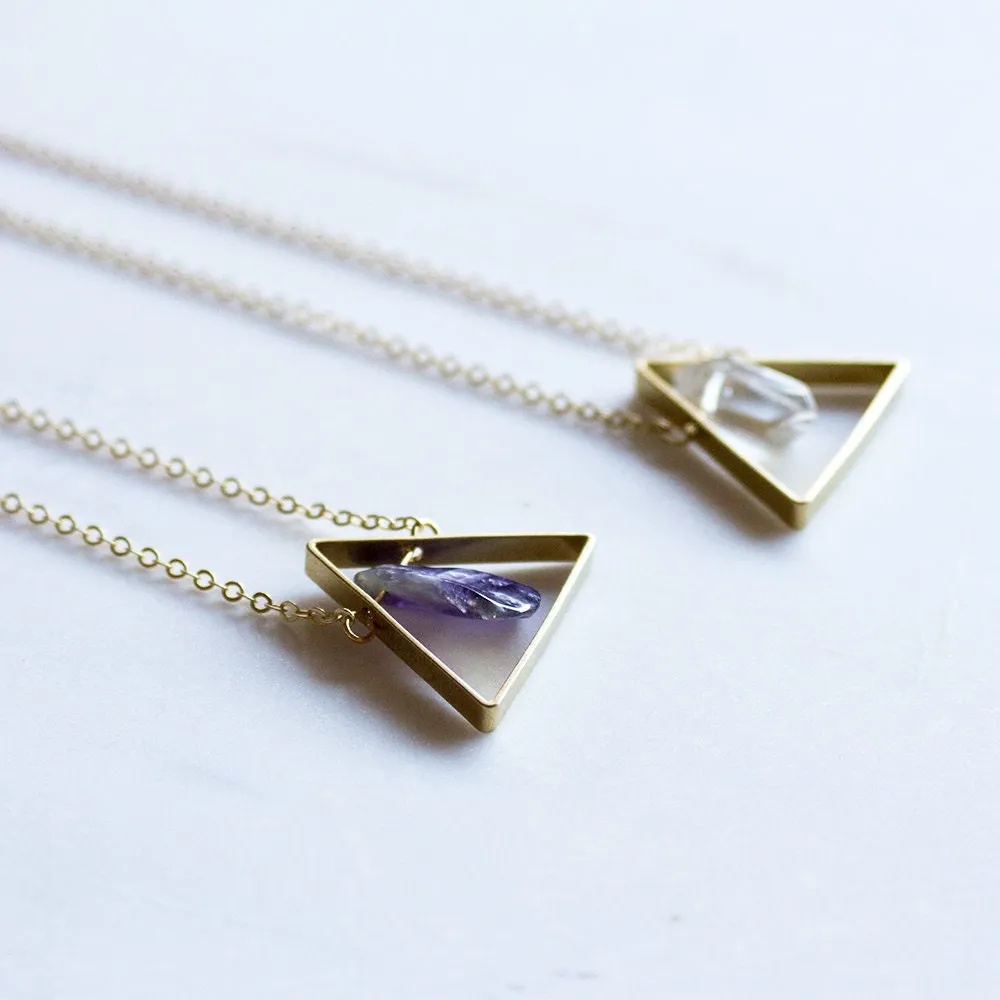 Crystal Necklace and Amethyst Triangle Necklace