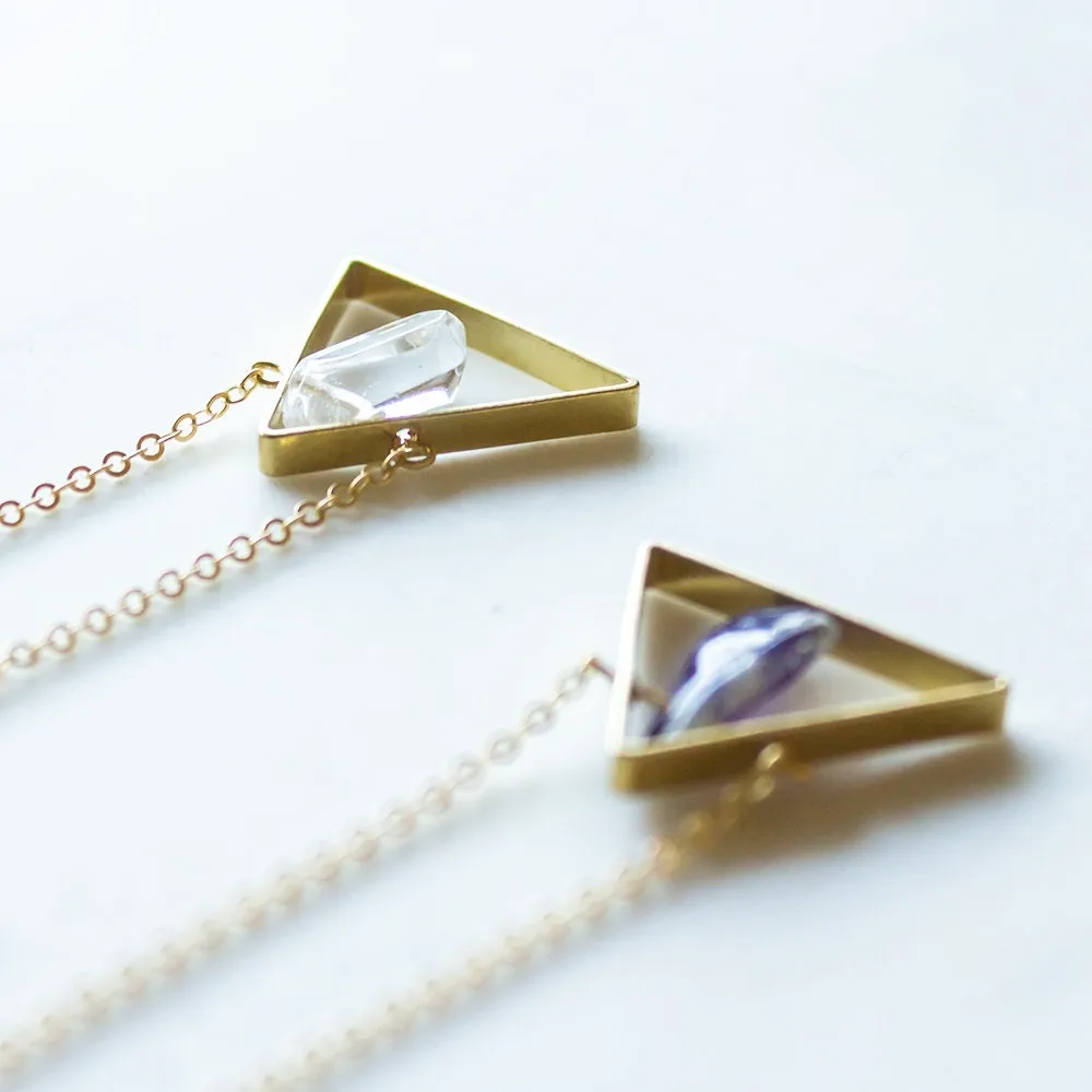 Crystal Necklace and Amethyst Triangle Necklace