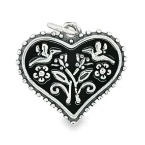 D1176 Black Heart Flower Pendant