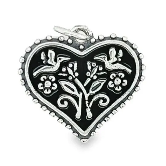 D1176 Black Heart Flower Pendant