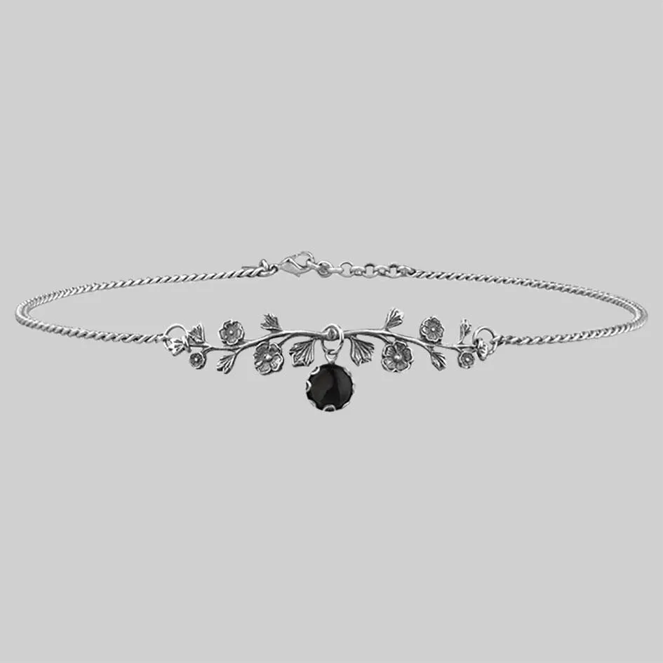 DARK BLOOM. Onyx Choker - Silver