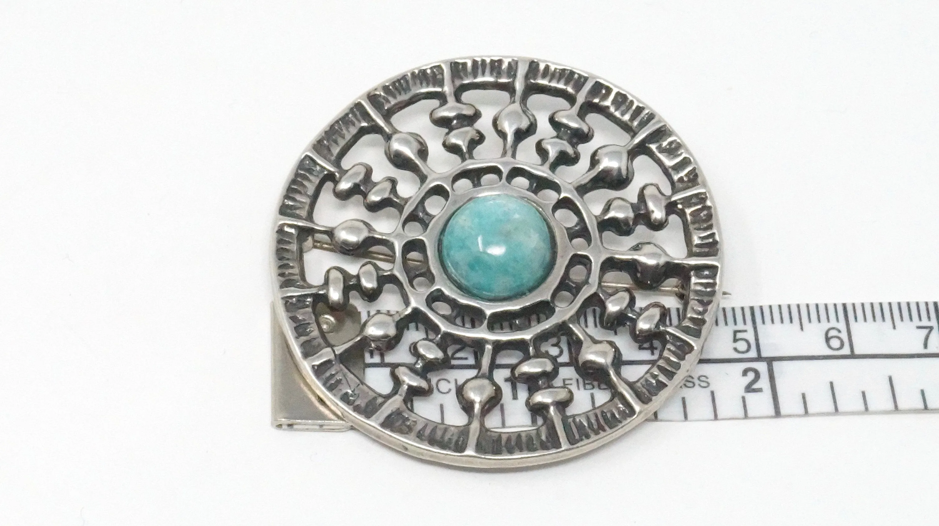 David Andersen UNI Sun Chariot Amazonite 925S Sterling Silver Brooch Pendant