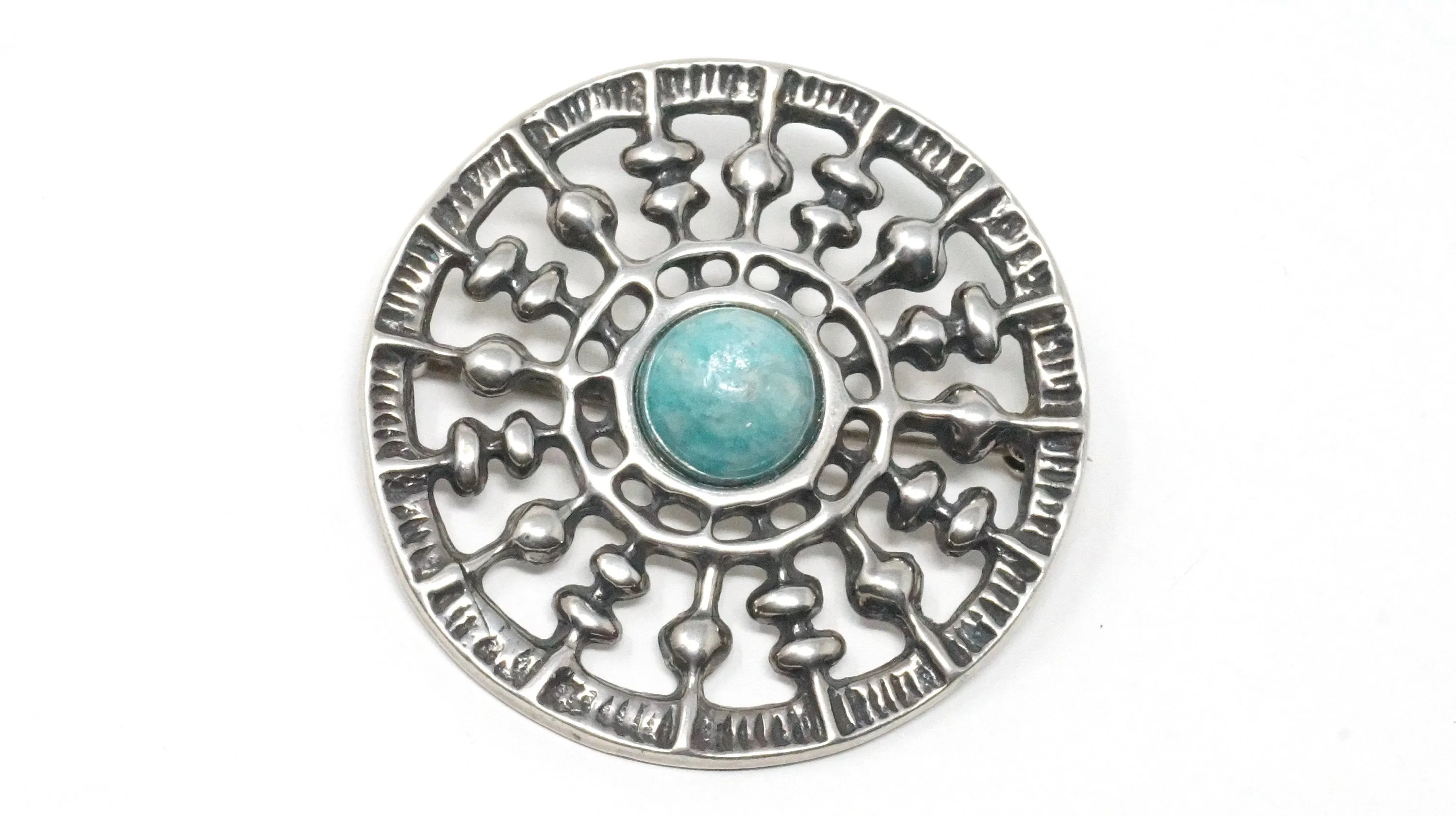 David Andersen UNI Sun Chariot Amazonite 925S Sterling Silver Brooch Pendant