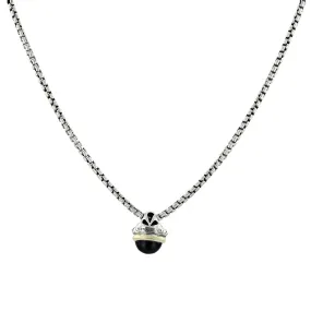 David Yurman Silver and 14K Onyx Pendant Necklace