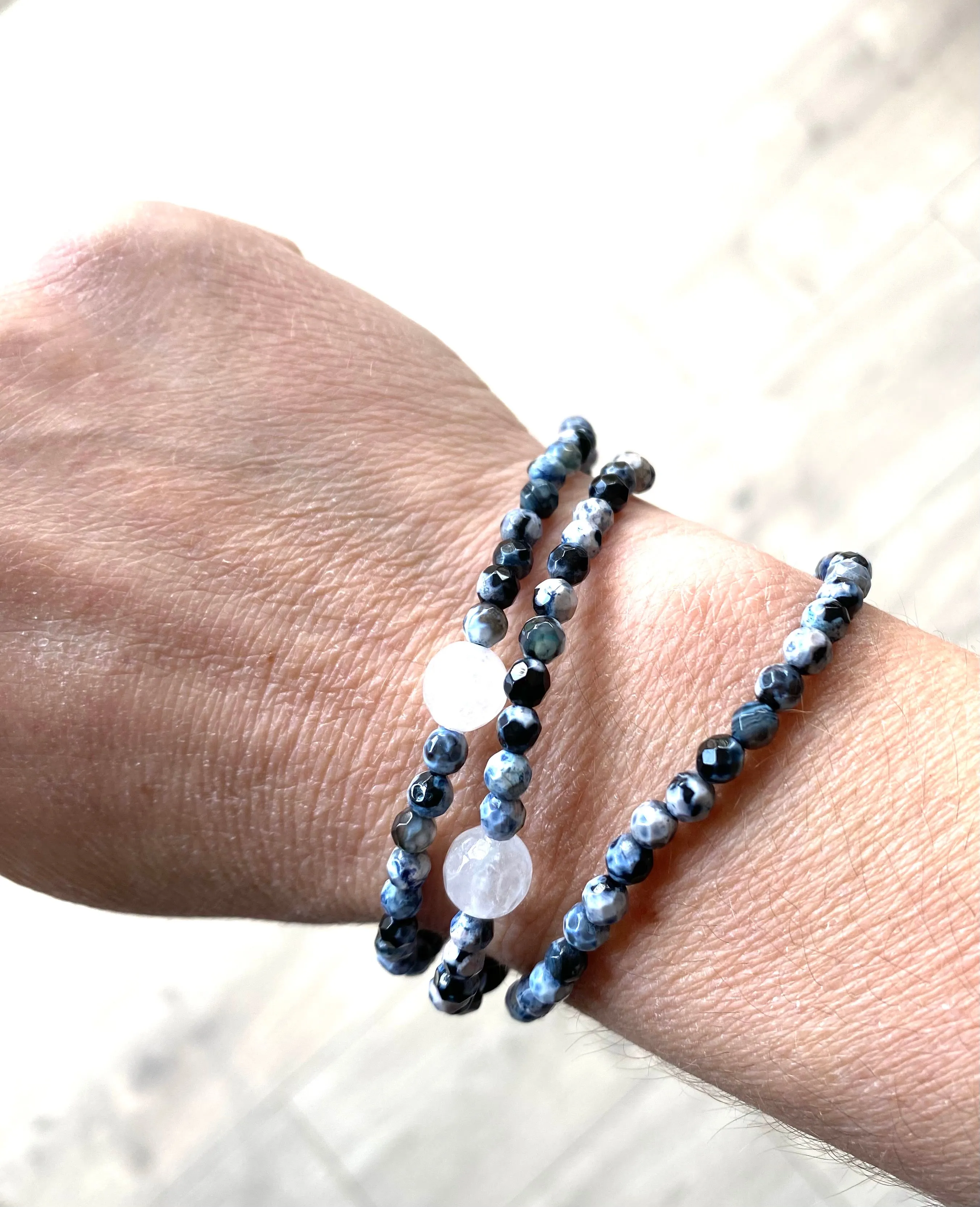 Denim Agate Crystal Bracelet