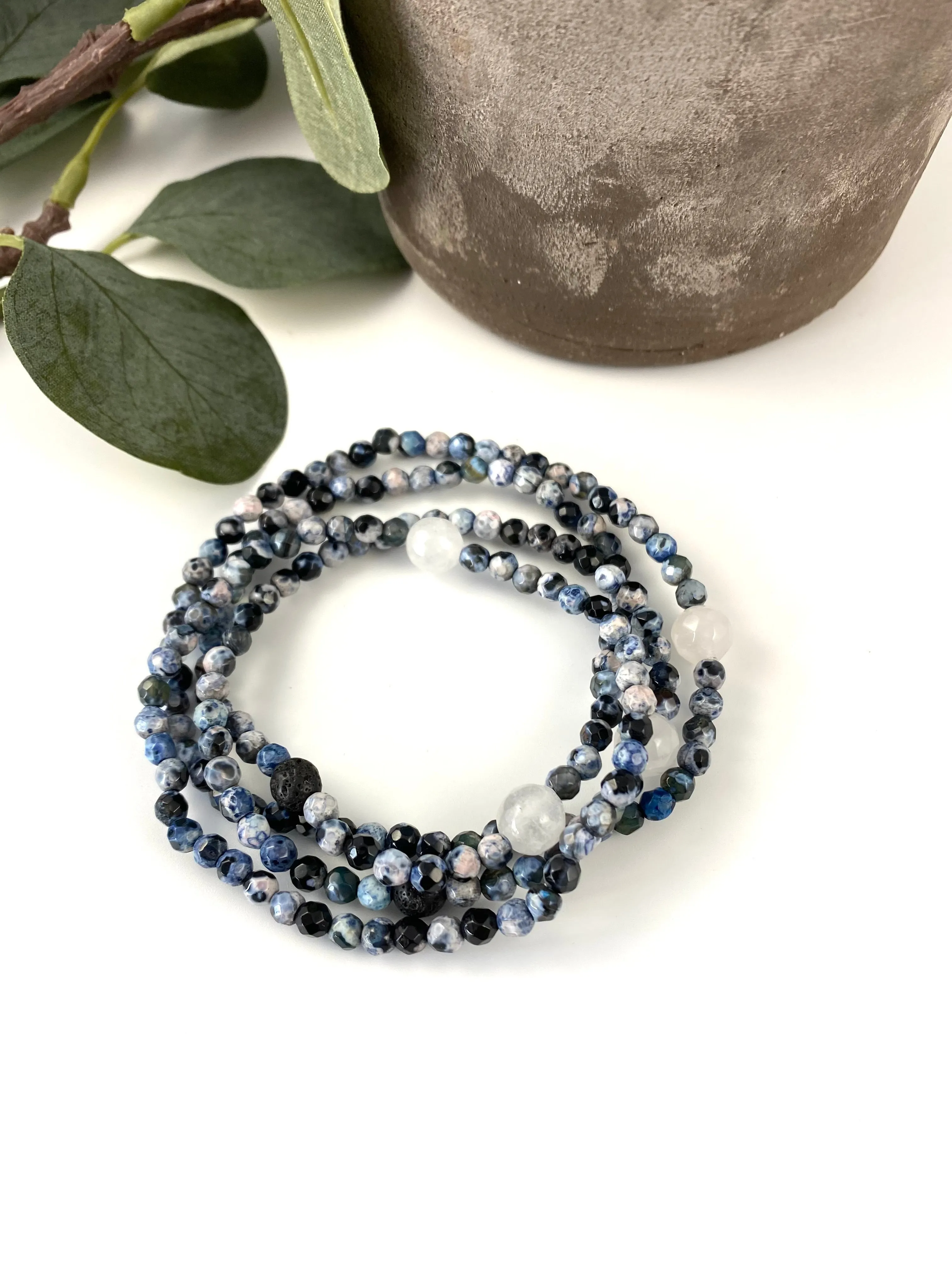 Denim Agate Crystal Bracelet