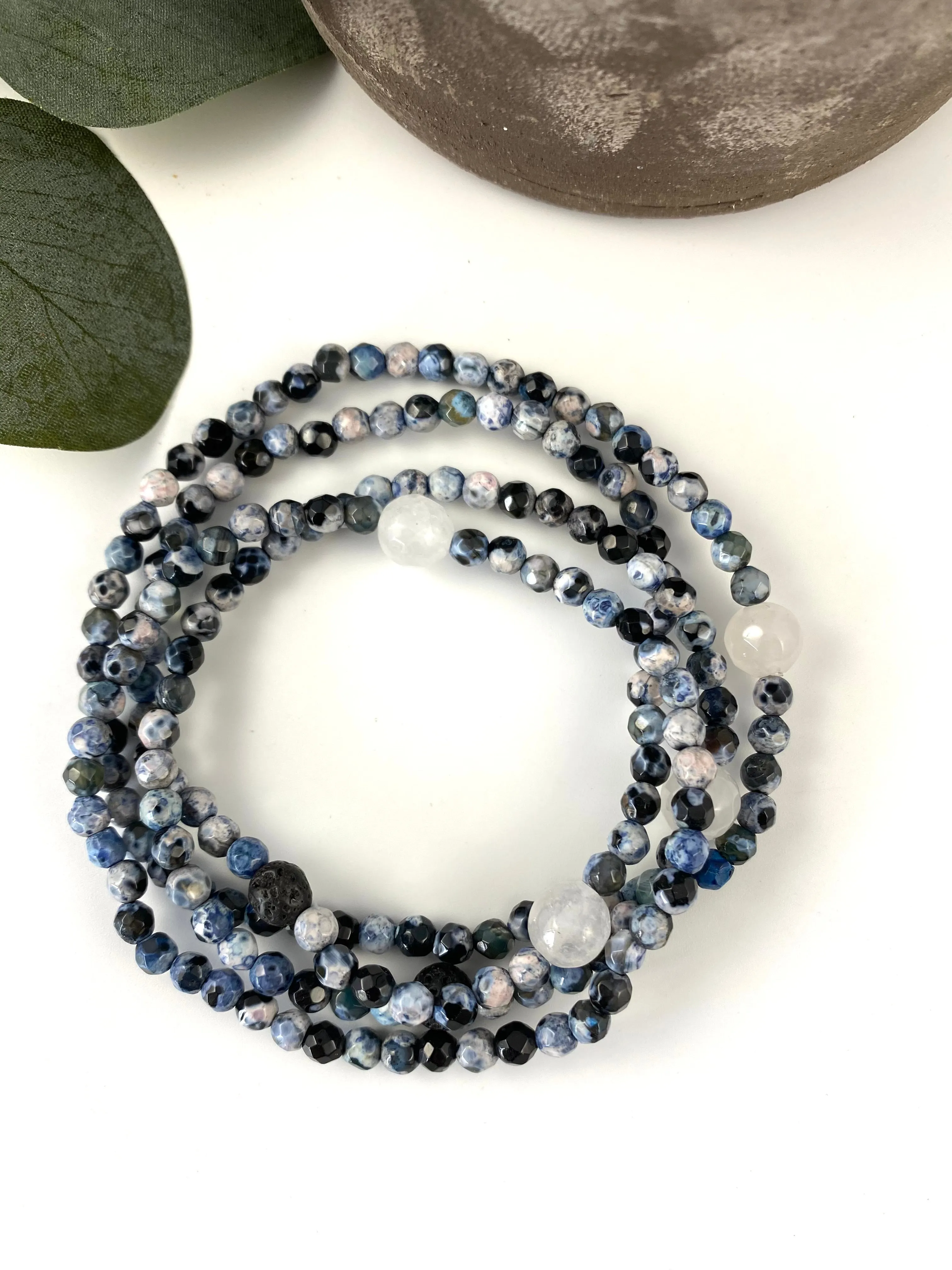 Denim Agate Crystal Bracelet