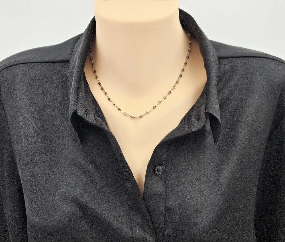 Designer Sara Blaine Vintage Sterling & Smoky Quartz Layering Necklace $449