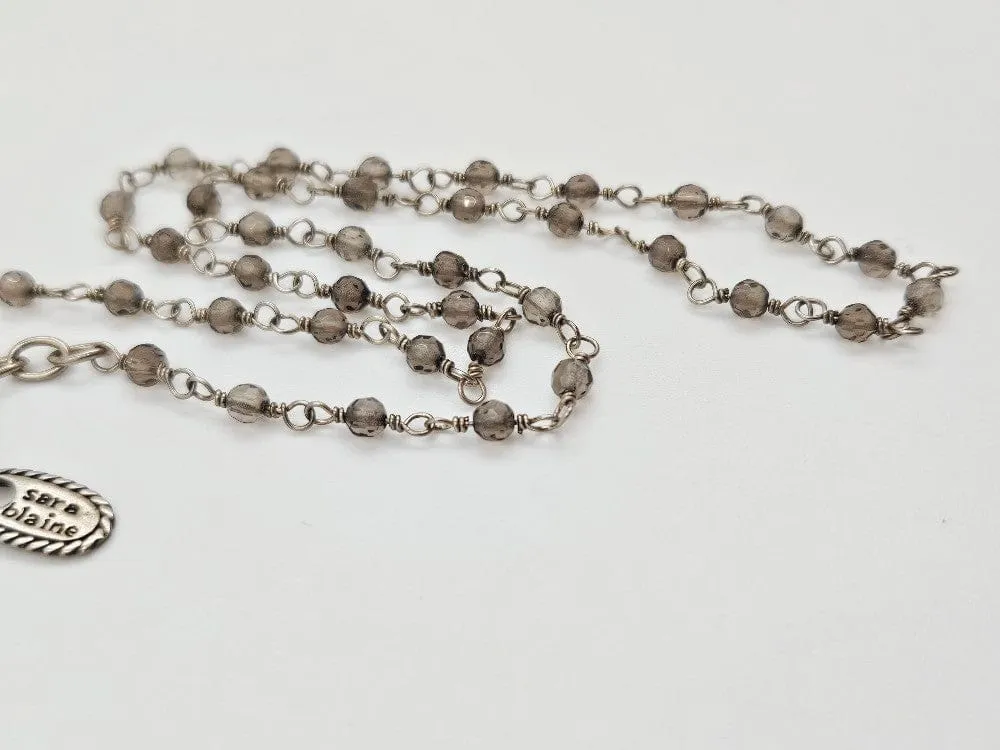 Designer Sara Blaine Vintage Sterling & Smoky Quartz Layering Necklace $449