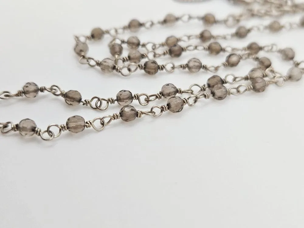 Designer Sara Blaine Vintage Sterling & Smoky Quartz Layering Necklace $449