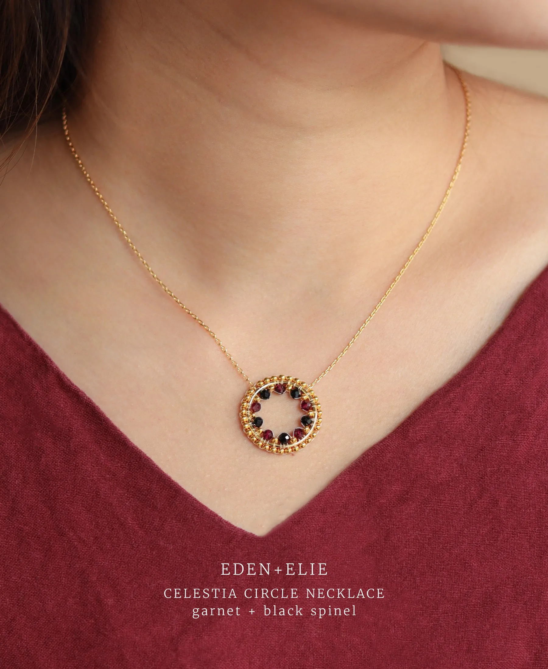 EDEN   ELIE Celestia Circle Necklace - Smoky Quartz   Rose Quartz