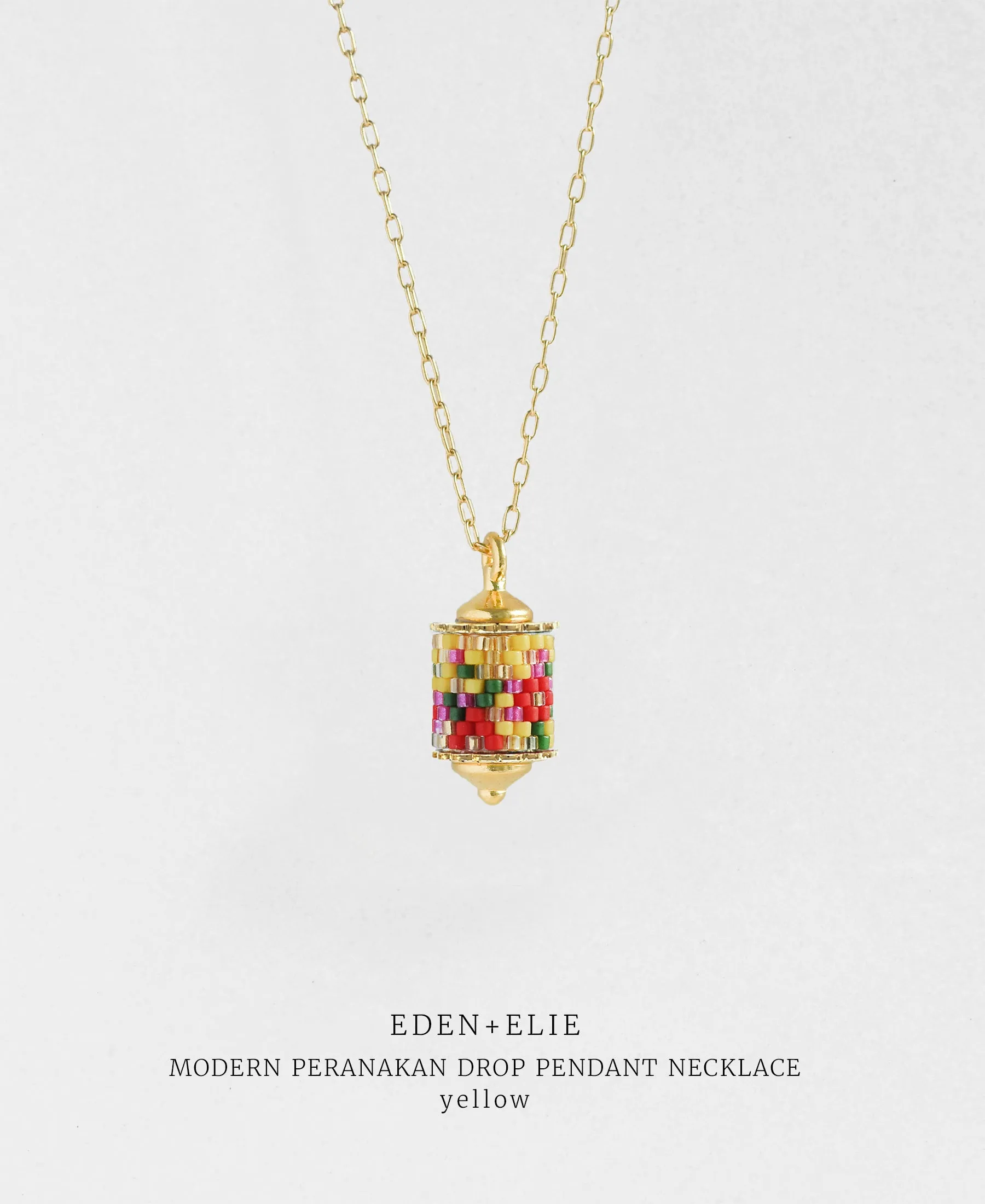 EDEN   ELIE Modern Peranakan drop pendant necklace - yellow