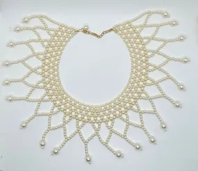 Elaborate Vintage Faux Pearl Necklace/ Collar