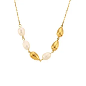 Elegant Gold and Pearl Necklace – Trendy Chain for Women’s Party Jewellery