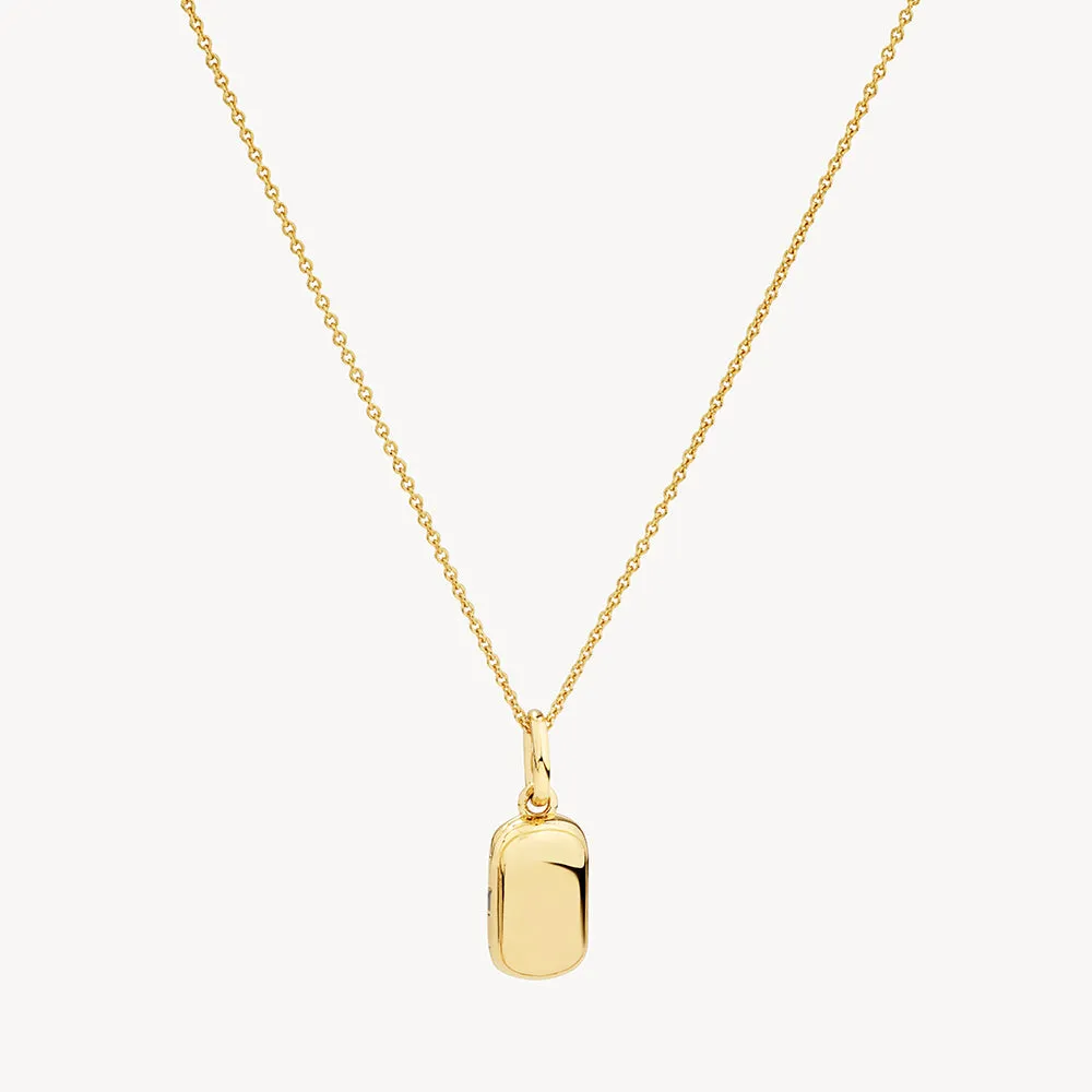 Engravable Rectangle Locket Necklace in Gold