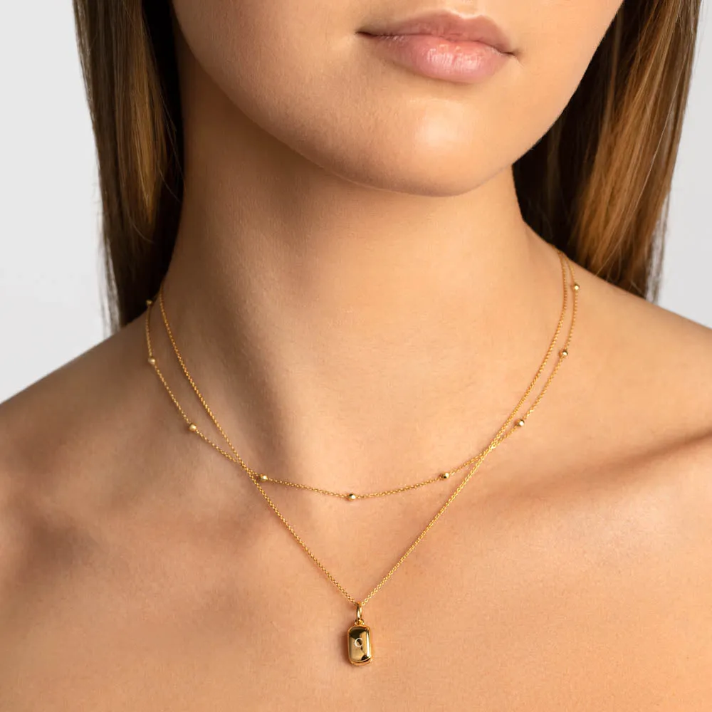 Engravable Rectangle Locket Necklace in Gold