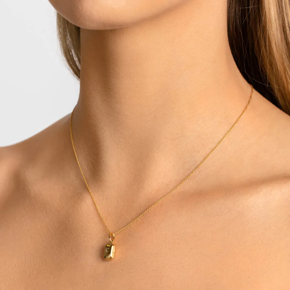 Engravable Rectangle Locket Necklace in Gold