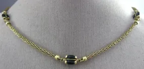 ESTATE EXTRA LONG AAA ONYX 14KT YELLOW GOLD CLASSIC TURTLE BY THE YARD NECKLACE