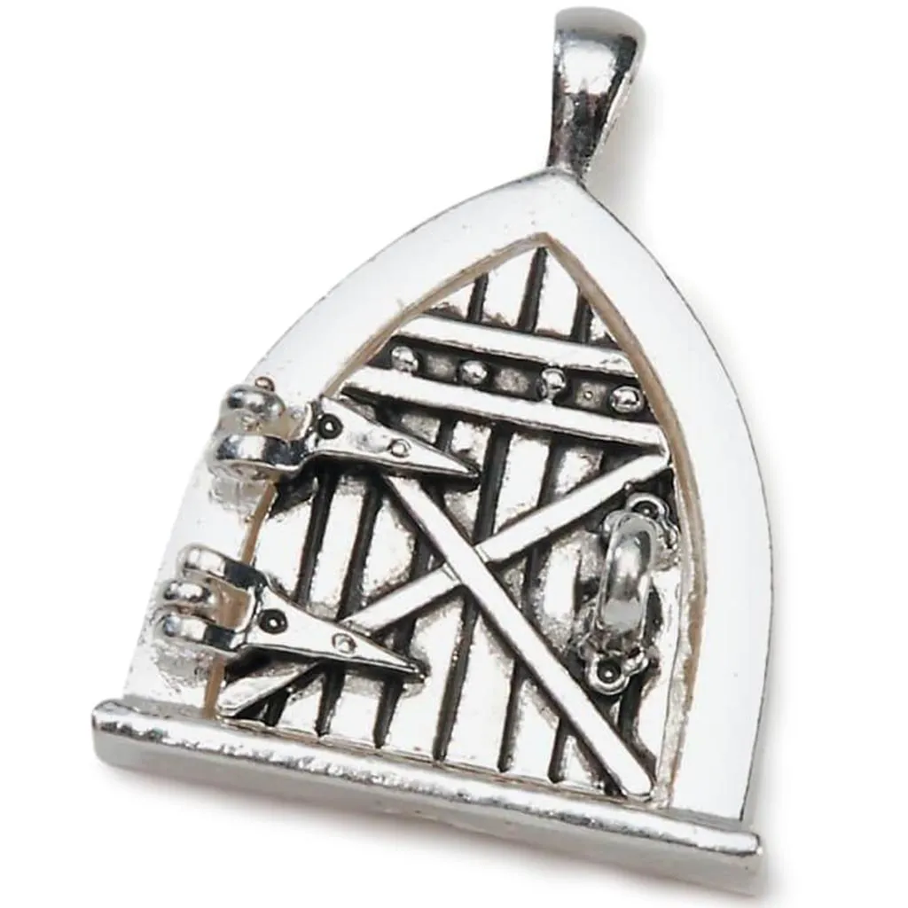 Fairy Door Charm Triangle Antique Silver