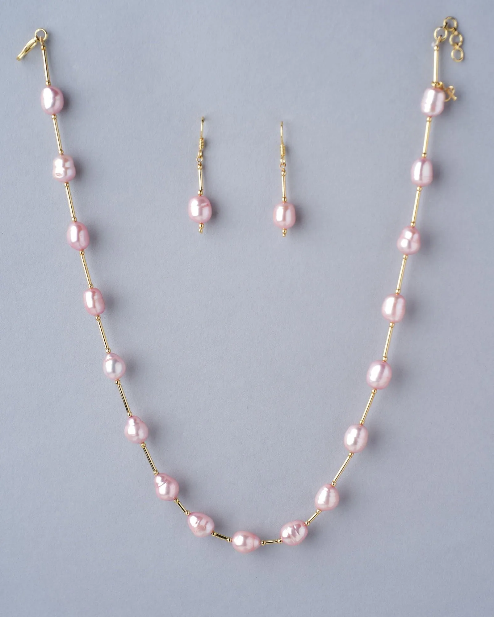 Fancy Pink Pearl Necklace Set