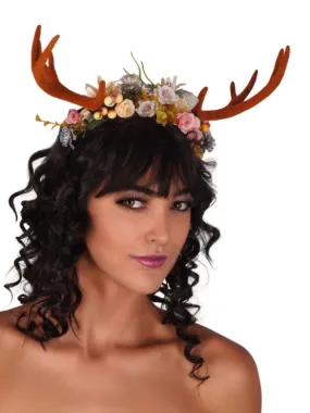 Forest Wanderer Flower Crown Headpiece w/ Antlers