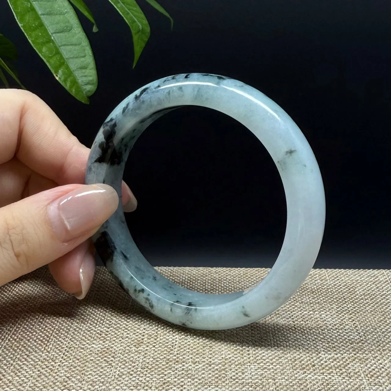 Genuine Burmese Blue Green Jade Jadeite Bangle Bracelet ( 55.6mm )