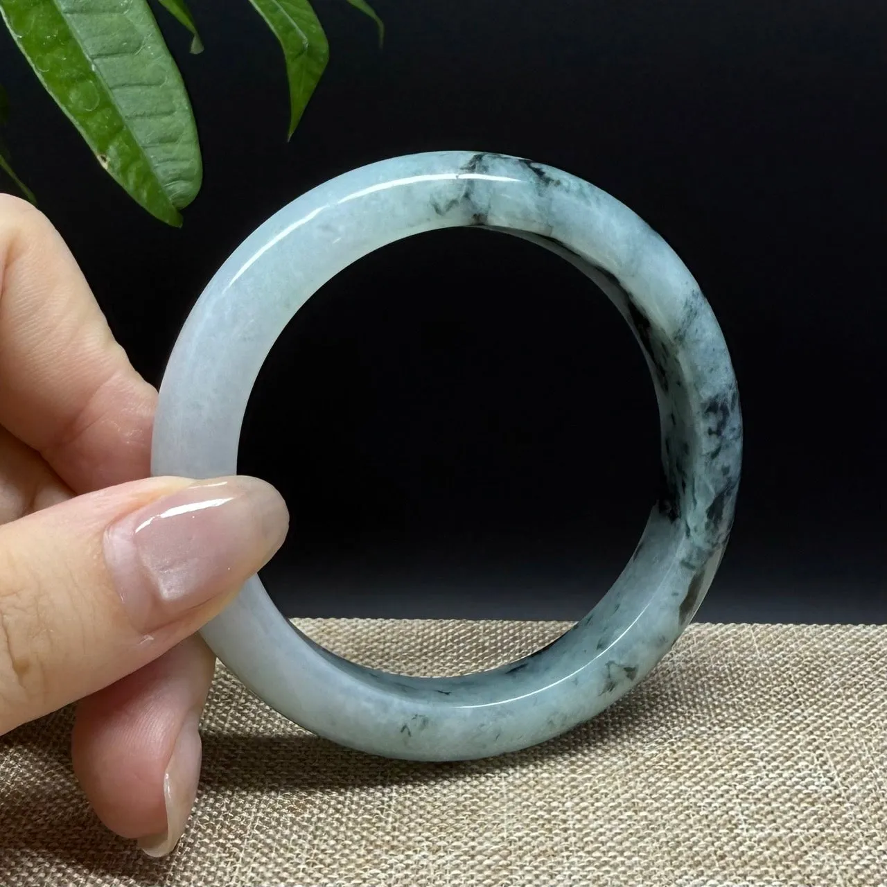 Genuine Burmese Blue Green Jade Jadeite Bangle Bracelet ( 55.6mm )