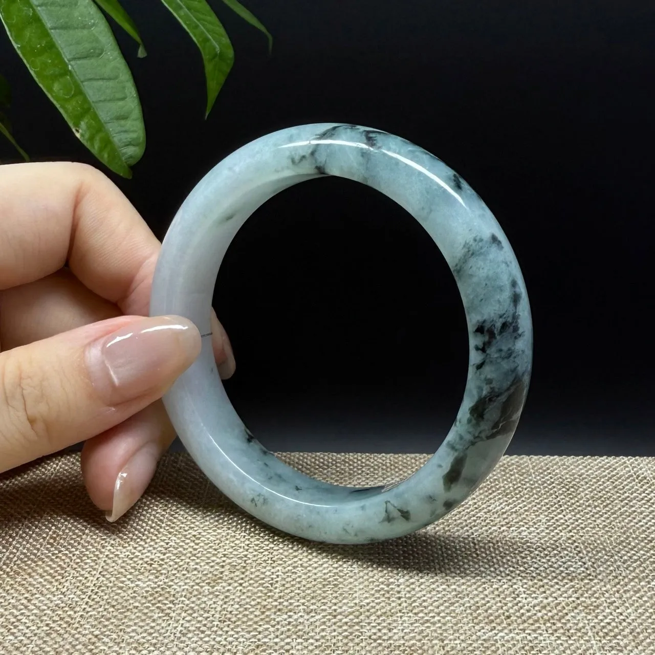 Genuine Burmese Blue Green Jade Jadeite Bangle Bracelet ( 55.6mm )