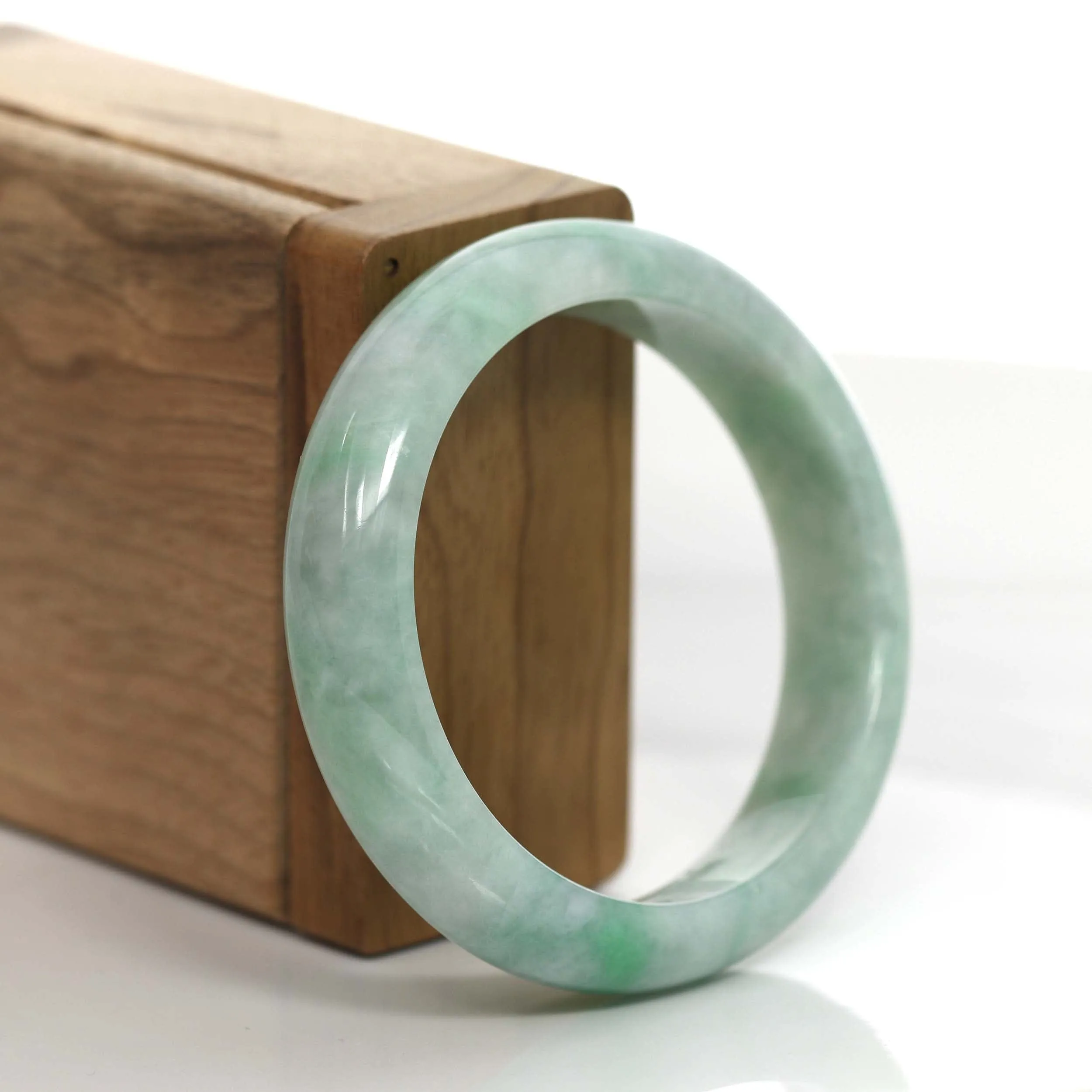 Genuine Burmese Green Jadeite Jade Bangle Bracelet (53.73mm) #892