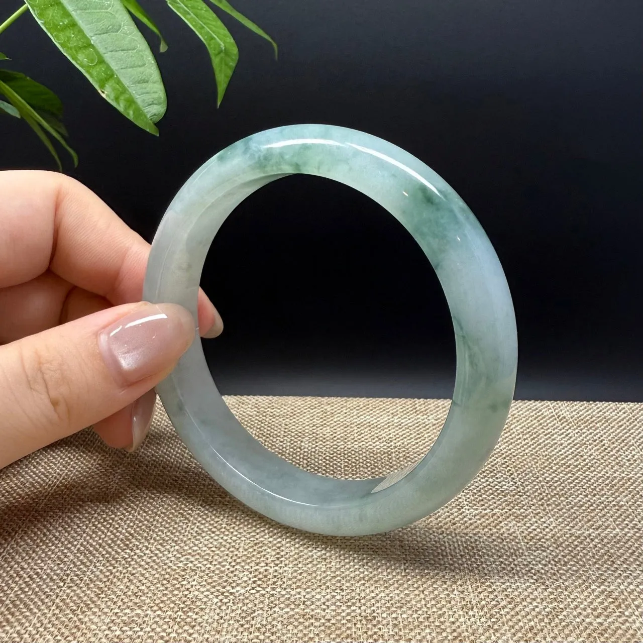 Genuine Burmese Icy Green Jade Jadeite Bangle Bracelet ( 60.4mm )