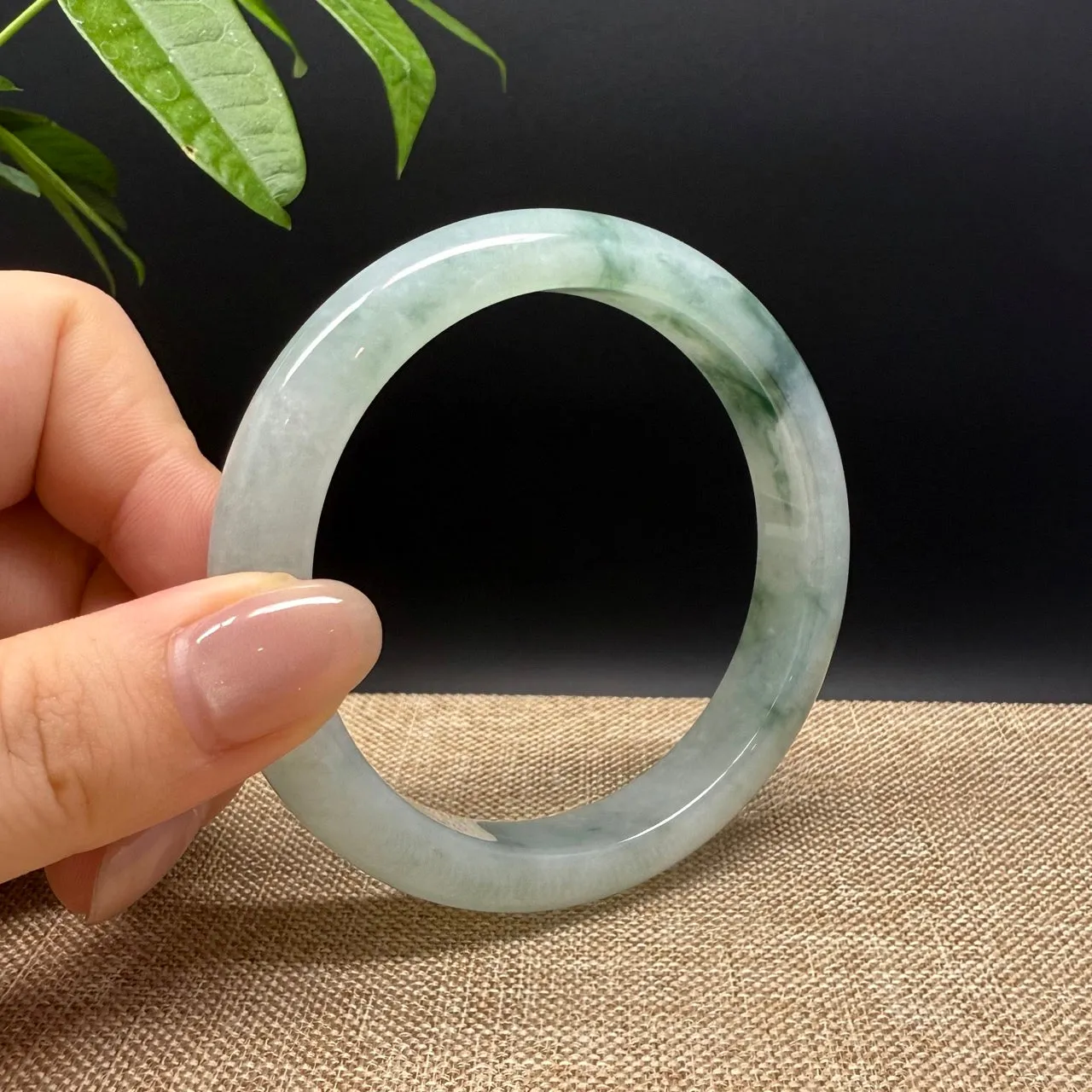 Genuine Burmese Icy Green Jade Jadeite Bangle Bracelet ( 60.4mm )