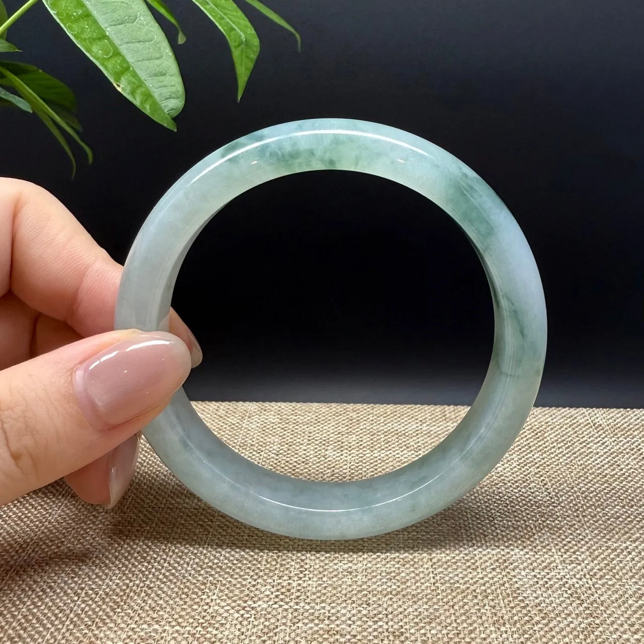 Genuine Burmese Icy Green Jade Jadeite Bangle Bracelet ( 60.4mm )